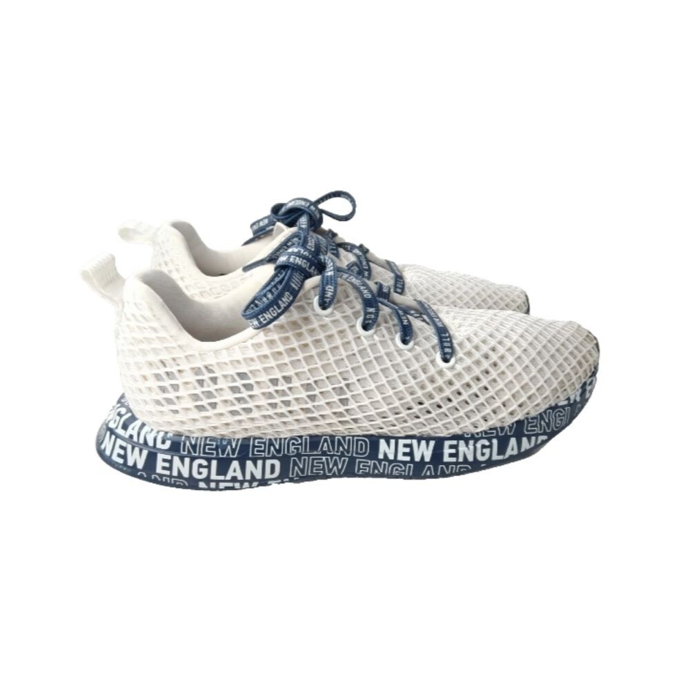 NOBULL New England Diamond Mesh Runner Shoes Women's Size 9.5 White & Blue - Picture 5 of 9